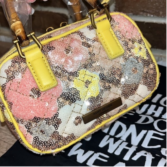 Kurt Geiger Extra Small Kensington Bamboo Handle Sequin Crossbody Bag Purse - Picture 8 of 11